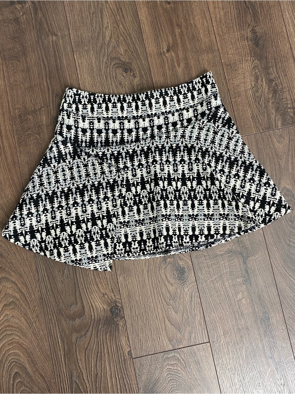 Derek Lam 10 Crosby Black and White Tweed Skater Skirt
